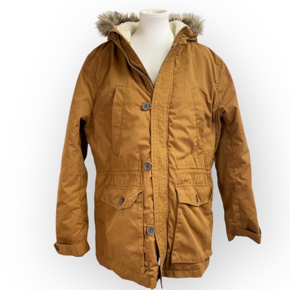 Vintage tan parka, Large. Barn coat field jacket utility jacket faux fur - Picture 9 of 12